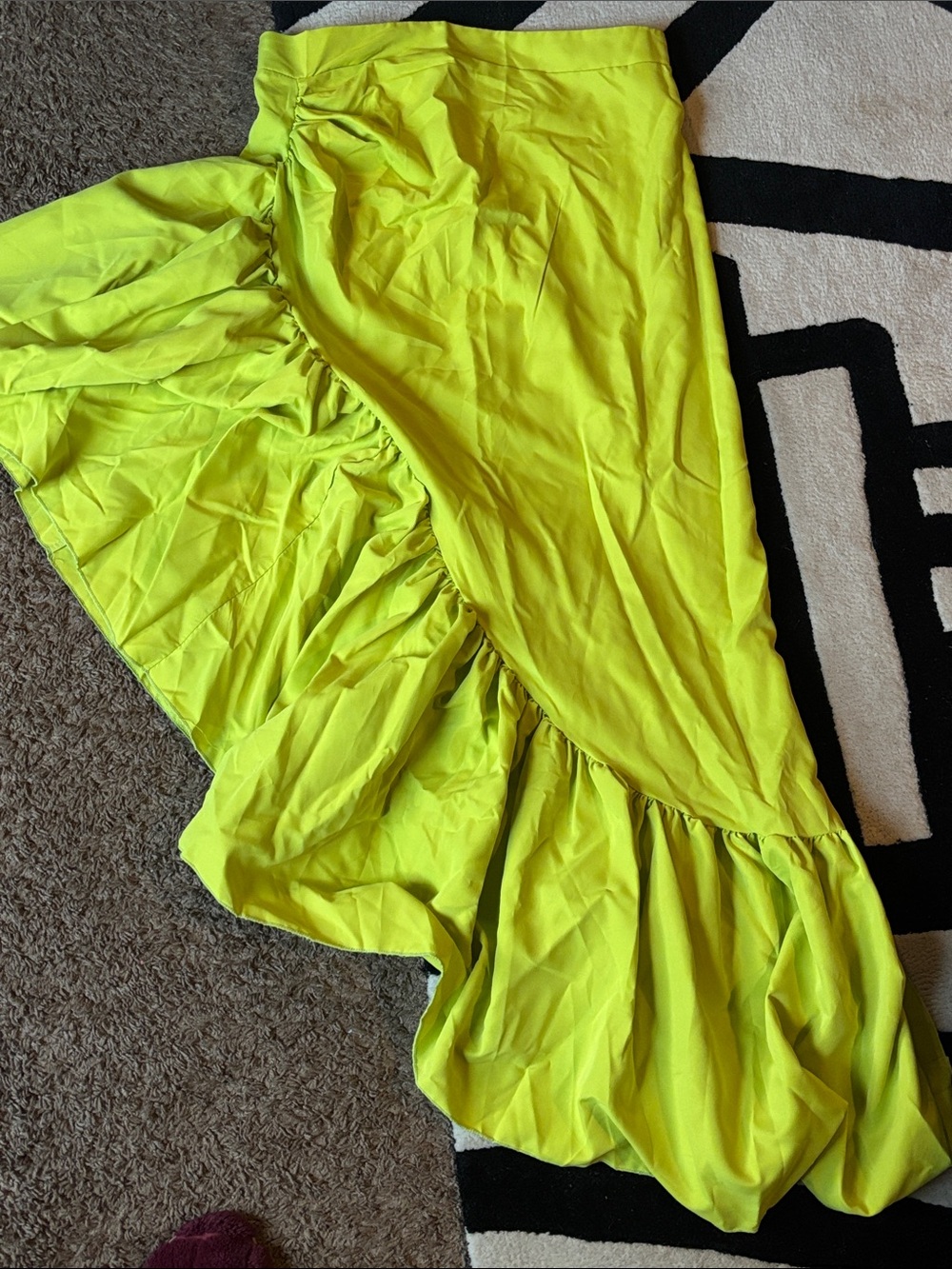 Bright Neon Lime Ruffle Maxi Skirt
